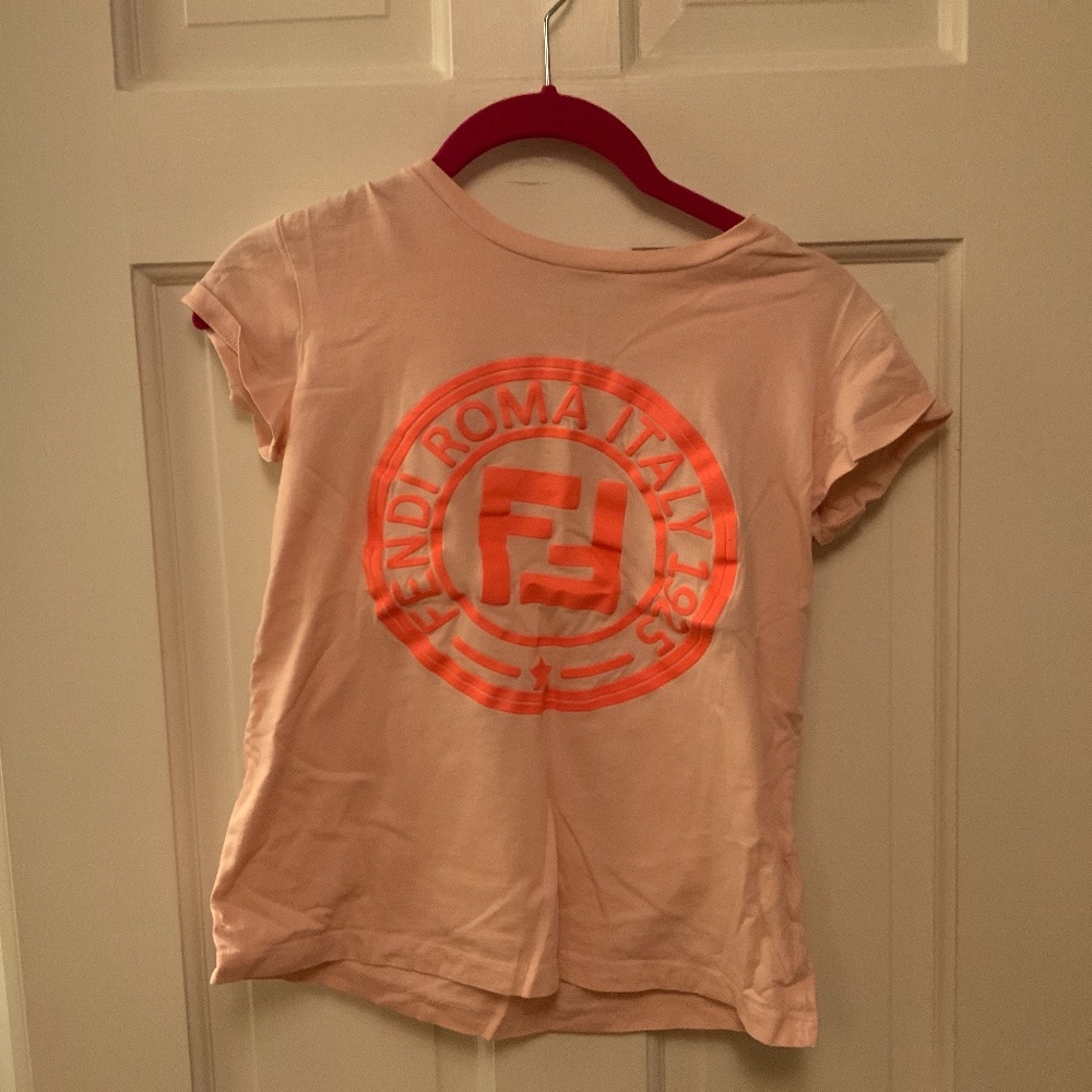 Pink Fendi Kids T shirt